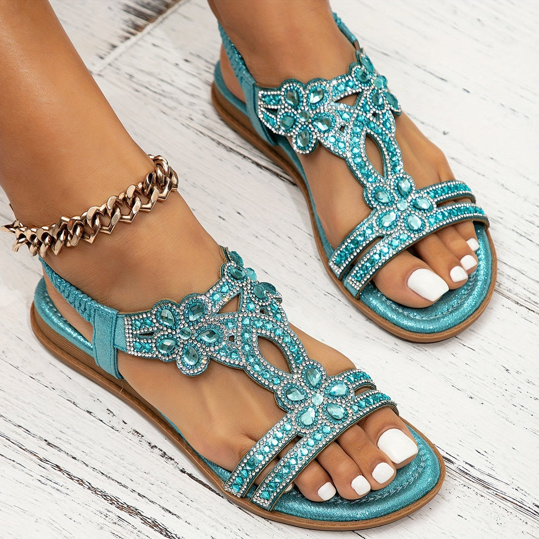 Travel-ready women's boho flat sandals, providing cushioned comfort for long walks and daily wear.