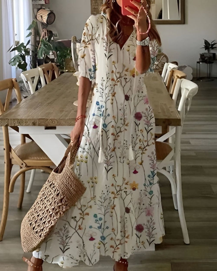 Bohemian style women's maxi sundress. Relaxed, flowy design for ultimate comfort and summer fashion.