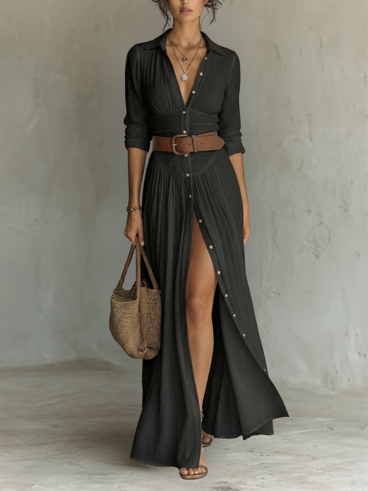 Lightweight women's boho maxi dress, ideal as a flowing beach dress or a comfortable long summer casual dress.
