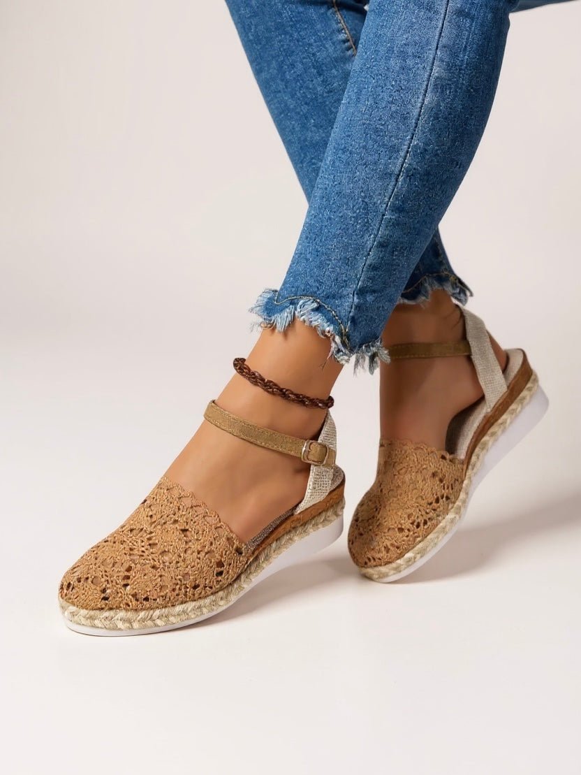 Women's Boho Platform Sandals with textured ankle strap, perfect for summer casual wear.