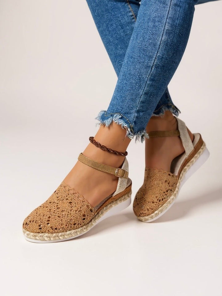 Women's Boho Platform Sandals with textured ankle strap, perfect for summer casual wear.