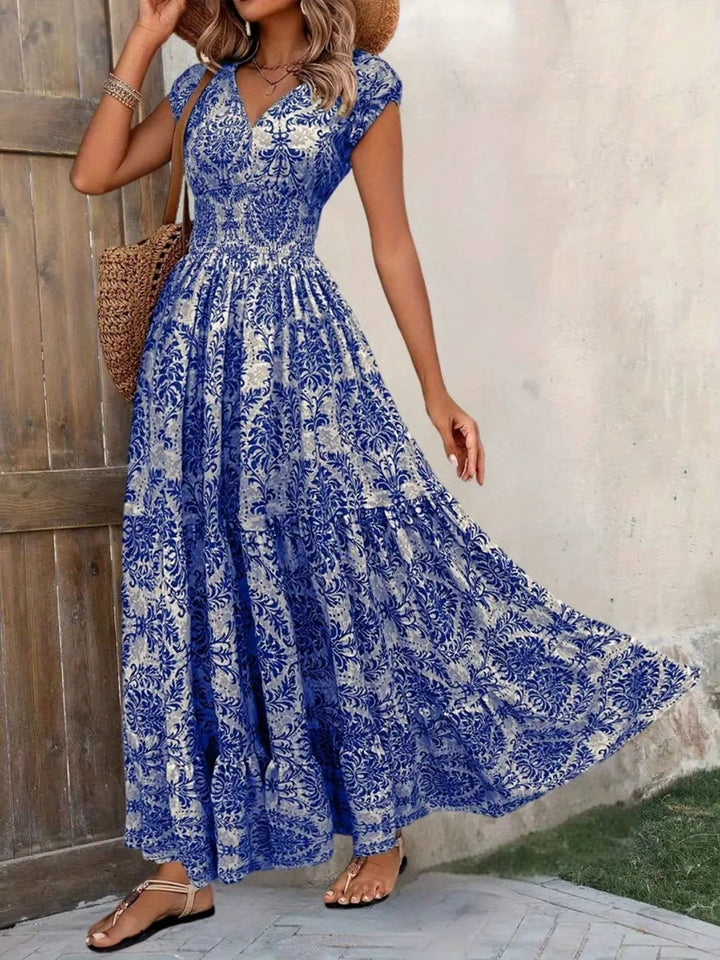 Boho V-neck long maxi dress for women. Effortlessly stylish, a flowy and flattering fit for any event.