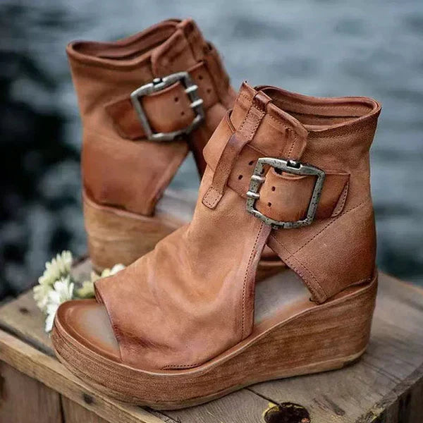 Orthopedic women's wedge sandals with arch support, designed for comfortable foot pain relief.