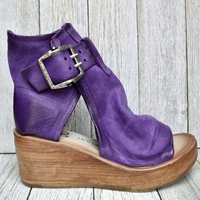Adjustable buckle boho wedge sandals for women, providing comfortable footwear with arch support.