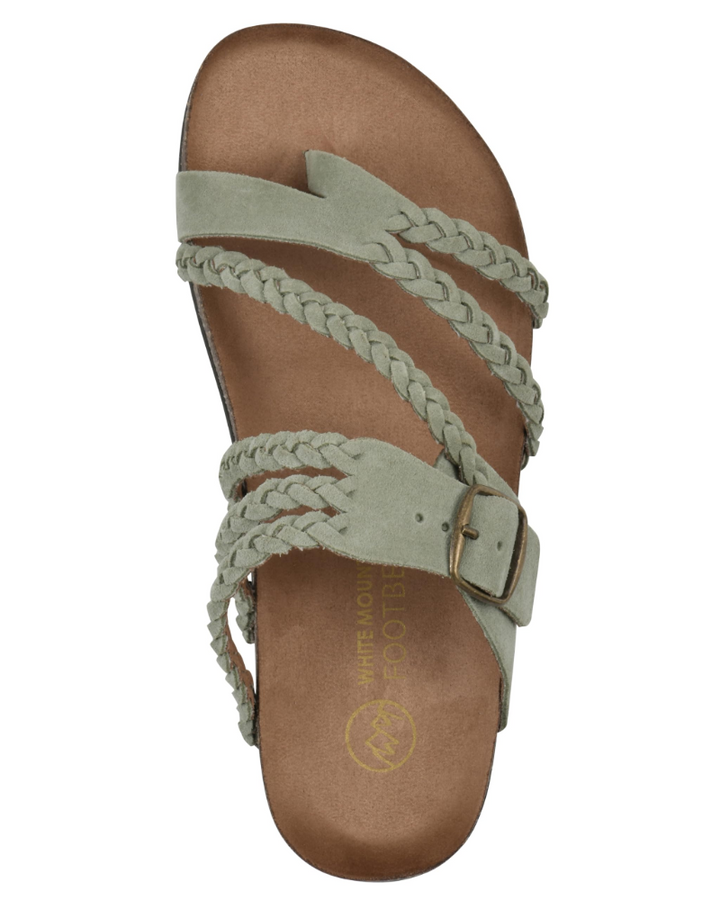 Detail view: Women's thong sandals with ergonomic contoured comfort sole for superior foot support.