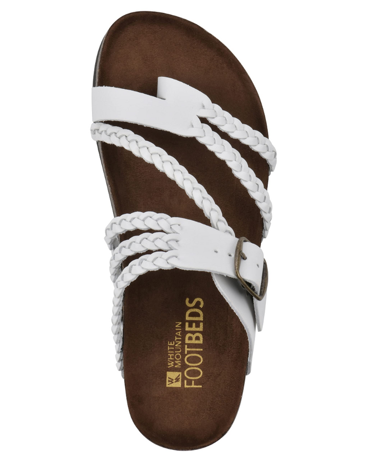Close-up of women's braided thong sandal straps, highlighting the chic design and quality craftsmanship.