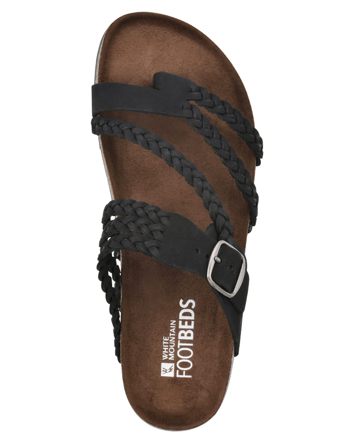 Stylish women's braided thong sandals, featuring a contoured comfort sole for ultimate summer walking.