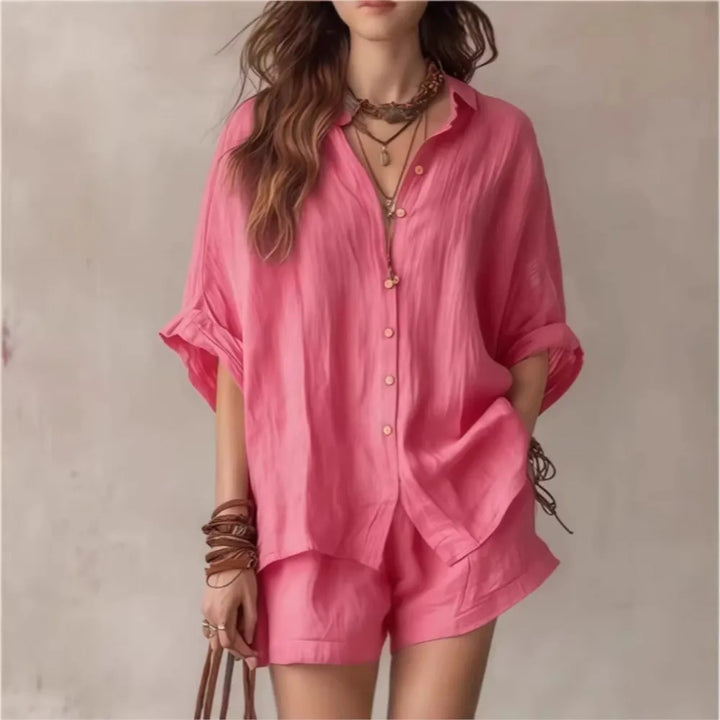 Lightweight, breathable women's lounge set. Perfect 2-piece summer outfit for casual wear, ultimate comfort.
