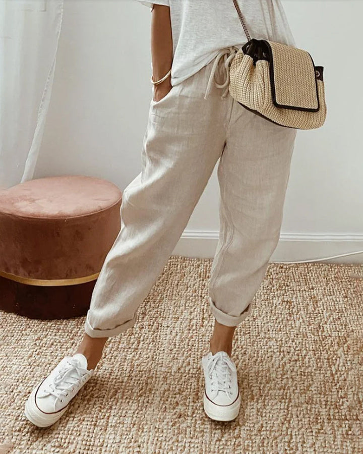 Women's breathable comfort pants, full-length & moisture-wicking for versatile everyday wear.