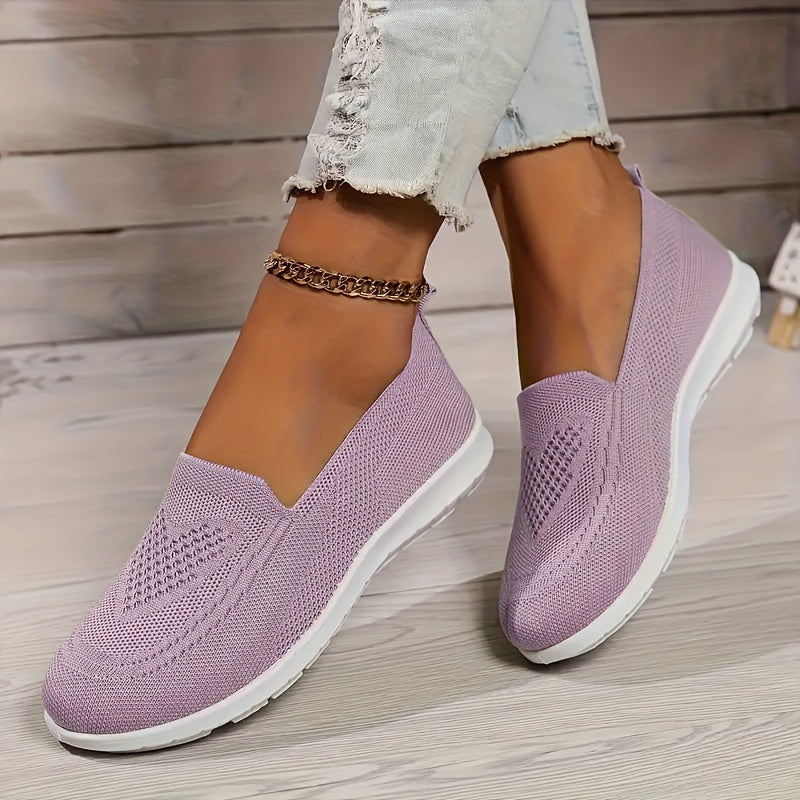 Women's breathable mesh knit slip-on flatform loafers for comfortable summer casual wear.