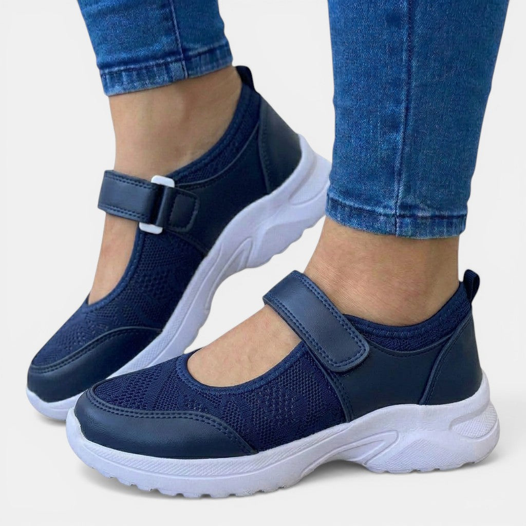 Versatile women's orthopedic slip-on sneakers. Breathable comfort shoes for casual everyday walking.