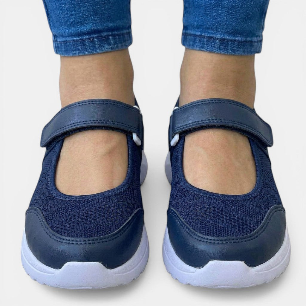 Stylish women's slip-on orthopedic sneakers. Breathable design combines casual footwear comfort with support.