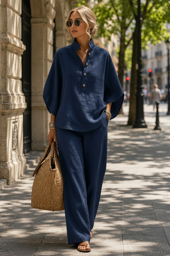 Comfortable women's wide-leg two-piece set. Relaxed fit loungewear & casual summer outfit.