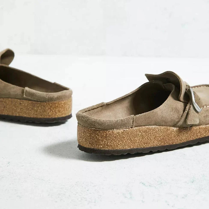 Elegant women's Brynn slip-on mules. Orthopedic arch support & cushioning for all-day comfort.