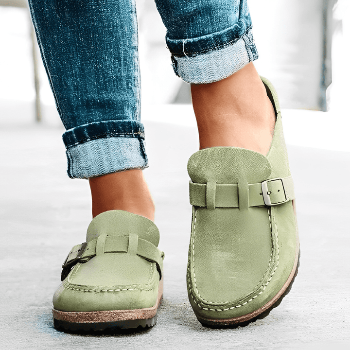 Versatile women's Brynn slip-on mules. Orthopedic comfort, arch support, & cushioning for everyday activities.