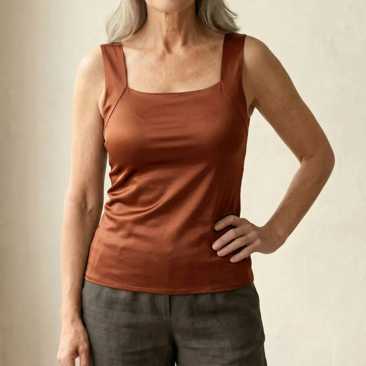 Women's built-in bra tank top, wire-free comfort for everyday and active lifestyles.