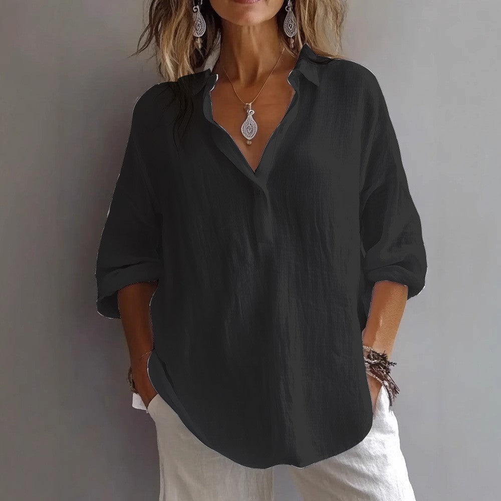Women's casual wide-sleeve shirt, a versatile button-down perfect for effortless summer style.