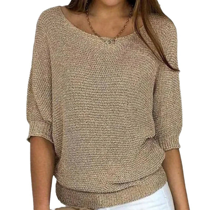 Women's Carla ultra-soft comfort knit sweater. Cozy long sleeve round neck pullover for everyday casual style.
