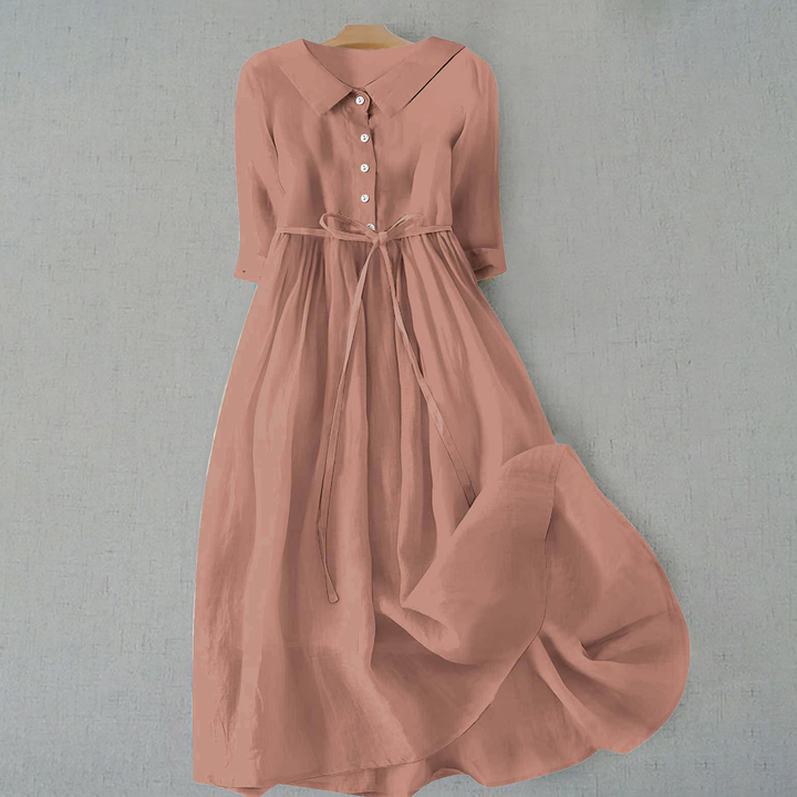 Everyday women's A-line midi dress with short sleeves, blending comfort with spring and summer style.