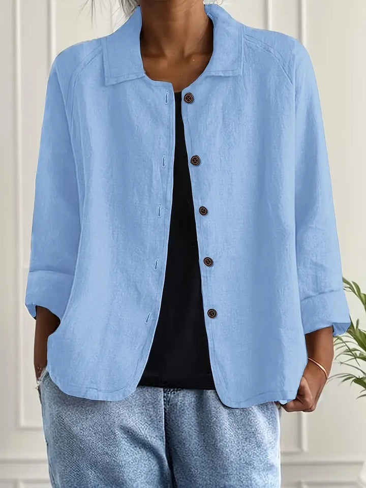 Women's casual button-front top, relaxed fit for everyday comfort & effortless style.