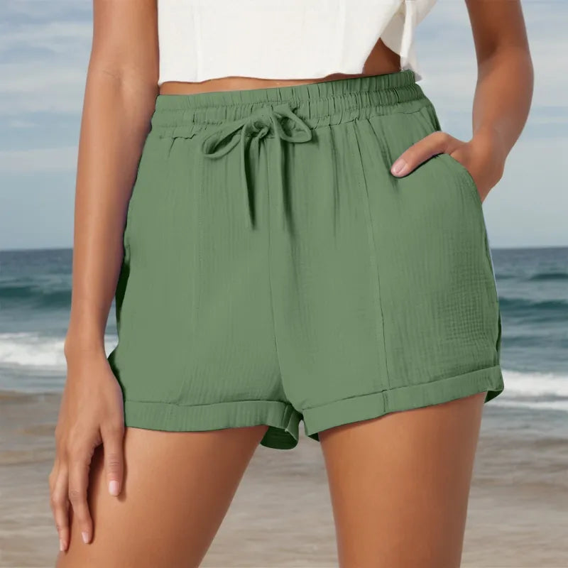 Women's stylish pull-on drawstring shorts with pockets for effortless casual and everyday wear.