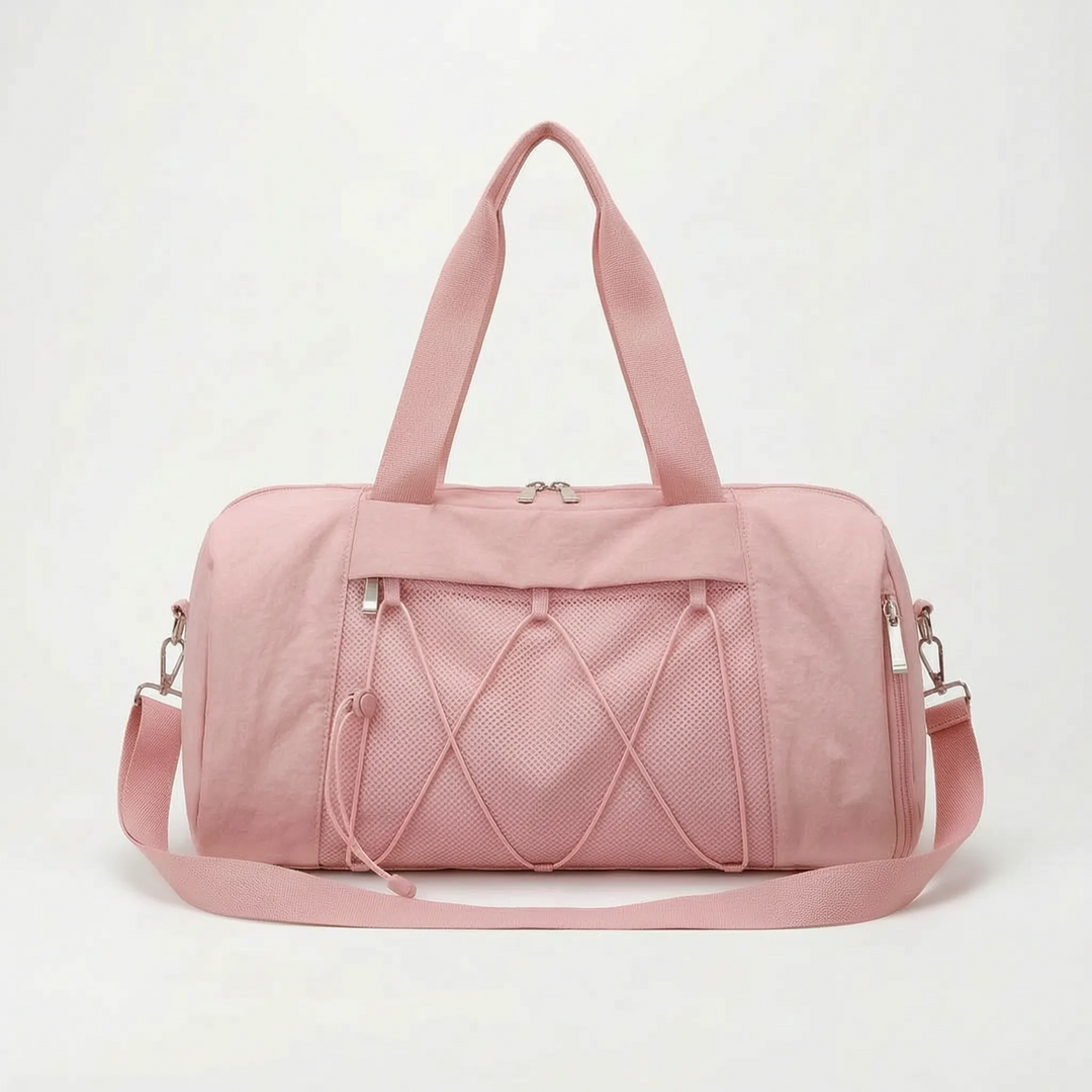 Fashionable women's duffel bag, ideal for the gym, active sports, and casual weekend travel.