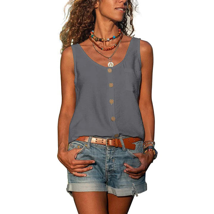 Women's casual loose fit sleeveless top in a relaxed style, perfect for everyday summer wear.
