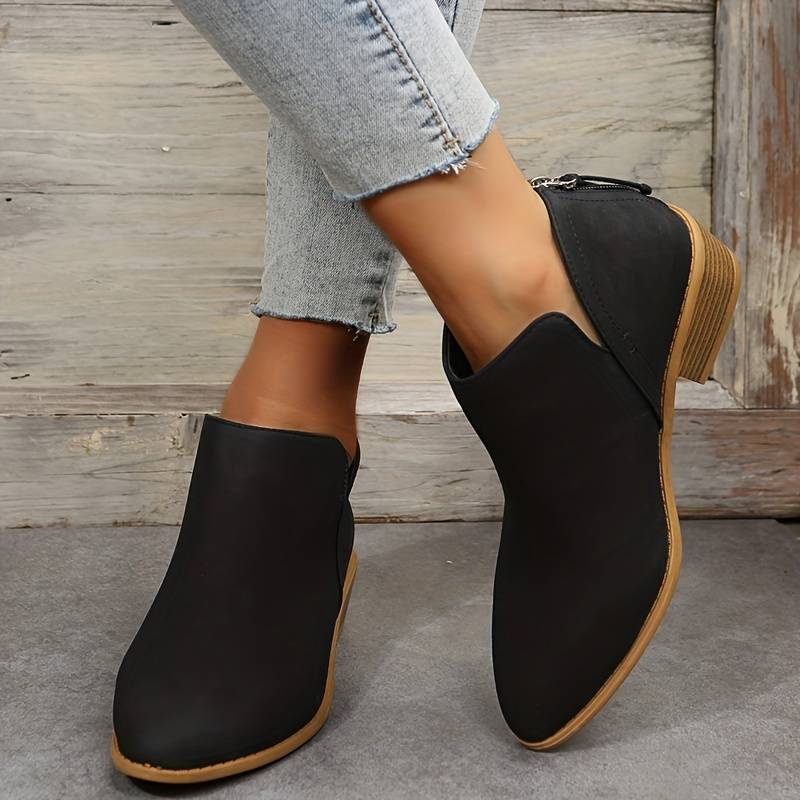Easy-wear women's low heel slip-on casual boots. Perfect versatile everyday footwear for women.