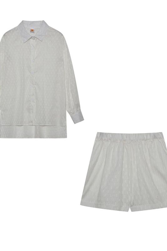 Summer fashion women's shirt & short set, designed for a relaxed and easy style.