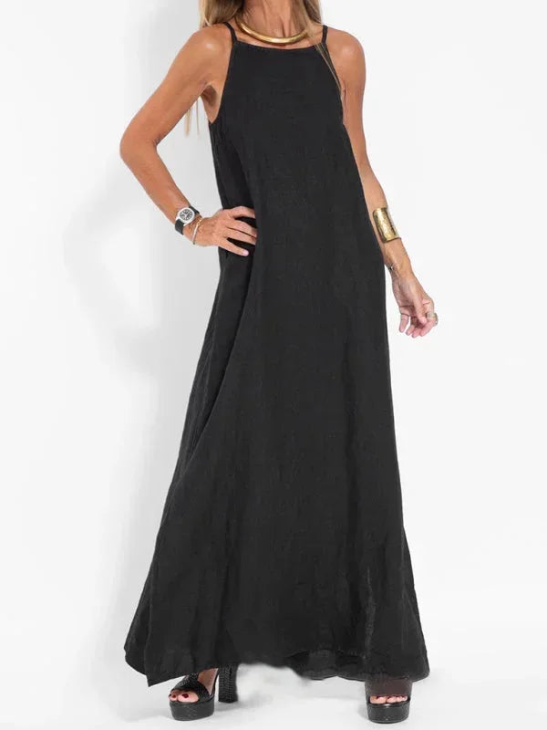 Effortlessly elegant women's sleeveless maxi dress with a side slit, ideal for relaxed summer days.