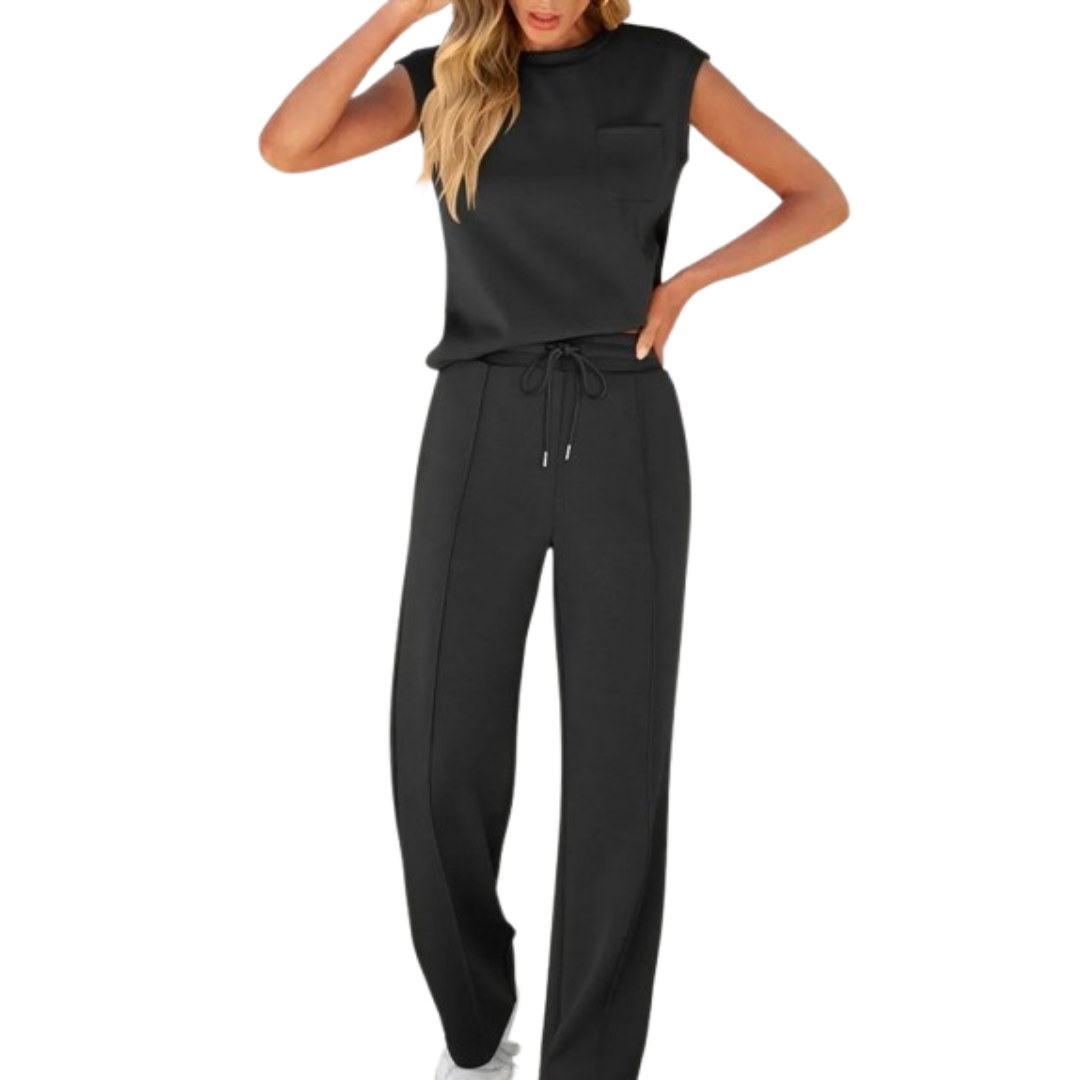 Women's casual summer lounge set, soft relaxed fit, perfect for daily wear & comfort.