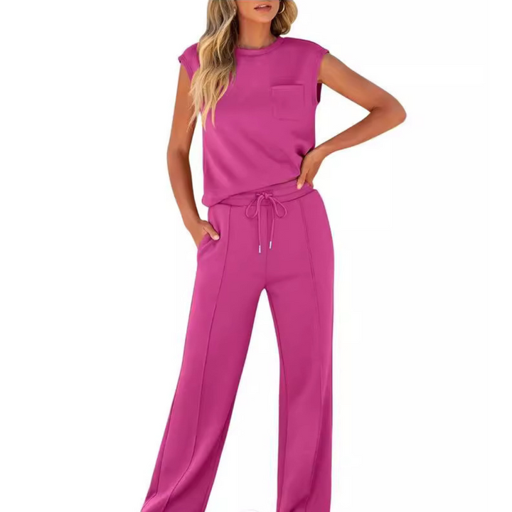 Comfortable women's lounge set with a relaxed fit, ideal for casual summer outfits.