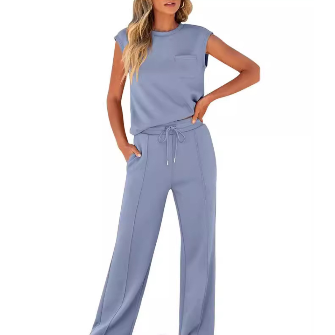 Versatile women's summer set, soft and breathable, great for daily wear & relaxing.