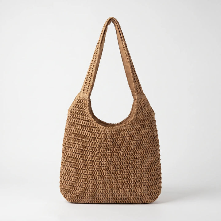 Versatile women's casual woven shoulder bag, perfect as a stylish summer tote, travel bag, or everyday accessory.