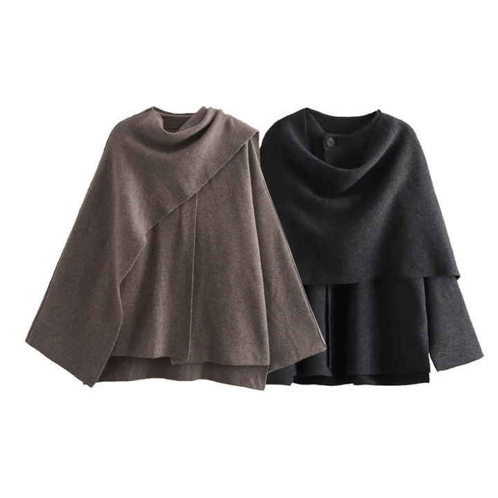 Versatile women's drape cape coat for transitional style. Chic, elegant outerwear for fall & mild winter days.