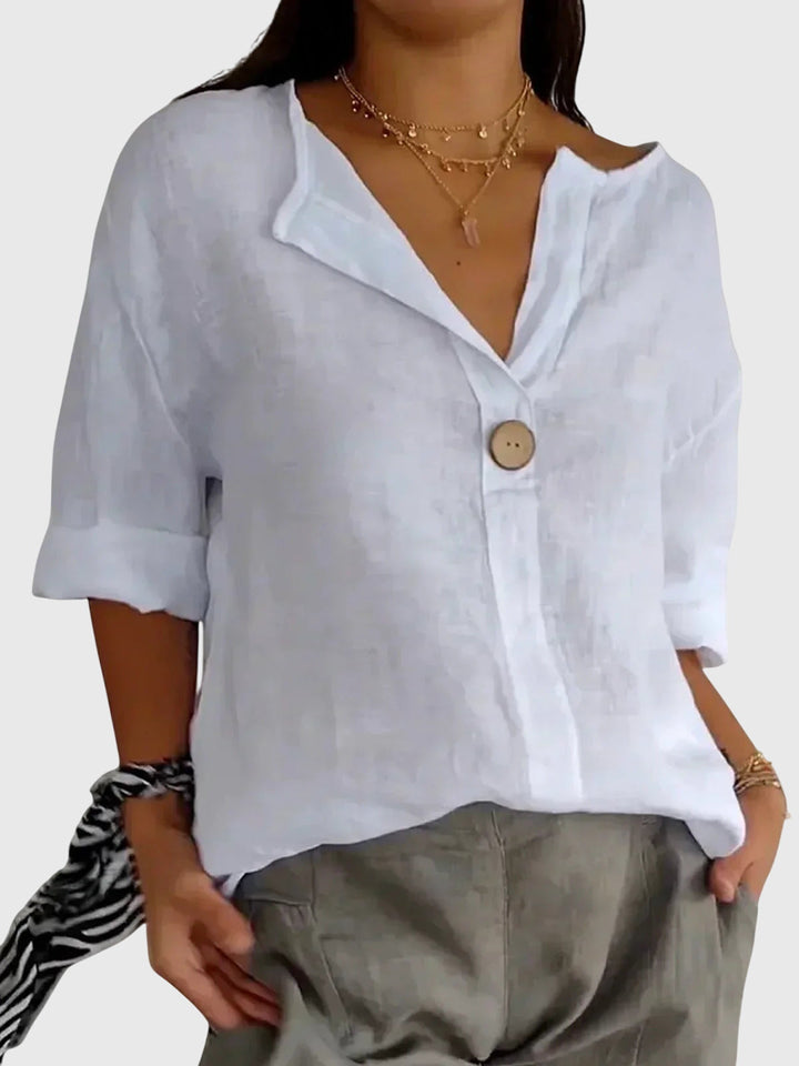 Comfortable women's blouse in soft fabric, a modern long sleeve top perfect for casual wear or office elegance.