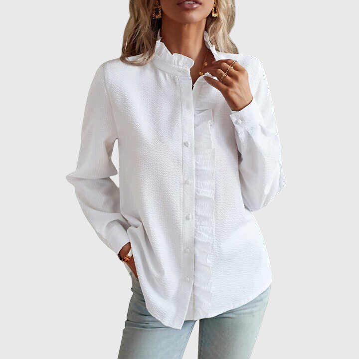 Stylish women's long-sleeve blouse, an elegant top for fashion-forward women, suitable for any occasion.