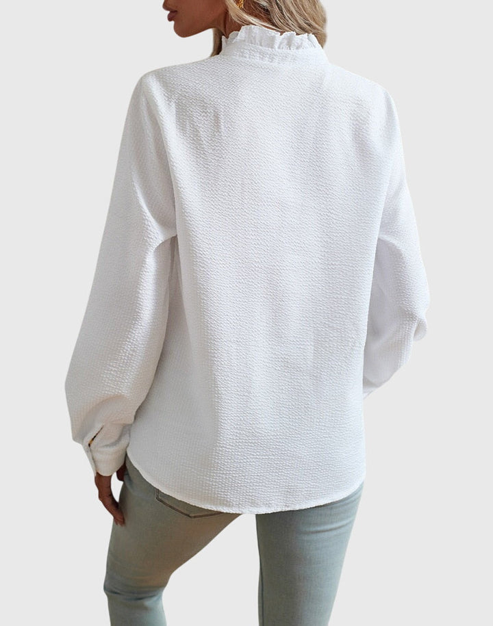 Chic women's casual long-sleeve blouse, a comfortable spring fashion top perfect for everyday wear.