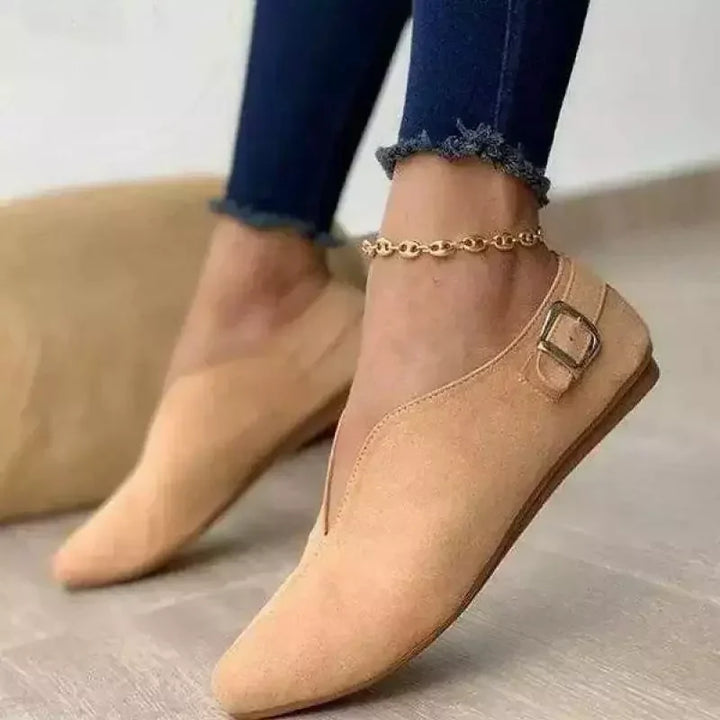Women's sophisticated buckle loafers, featuring a sleek design & comfortable fit. Ideal for daily fashion.