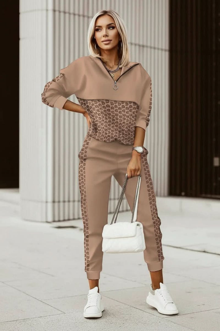 Comfortable women's two-piece athleisure tracksuit, ideal for lounge & everyday wear.