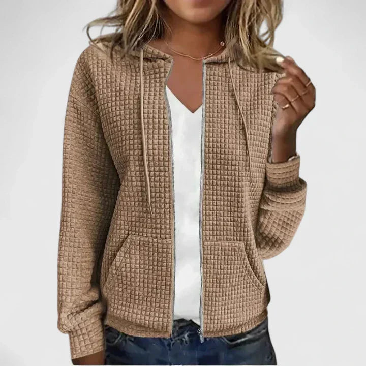 Comfortable women's draped open-front cardigan, chic outerwear for a sophisticated and modern look.