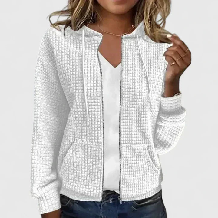 Soft women's long sleeve draped cardigan, open-front design for comfortable, stylish layering.