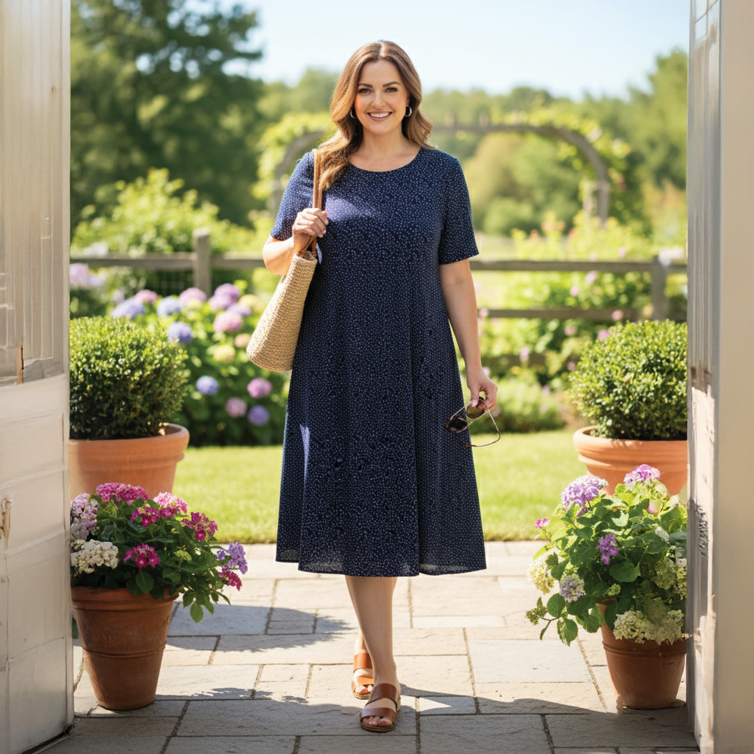 Women's chic floral short summer midi dress with vibrant print, perfect for casual wear or beach outfits.