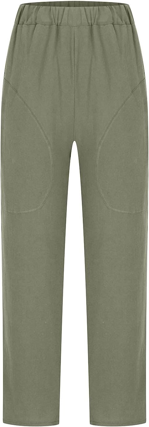 Comfortable women's pull-on pants with relaxed fit, perfect for casual elegance & everyday style.