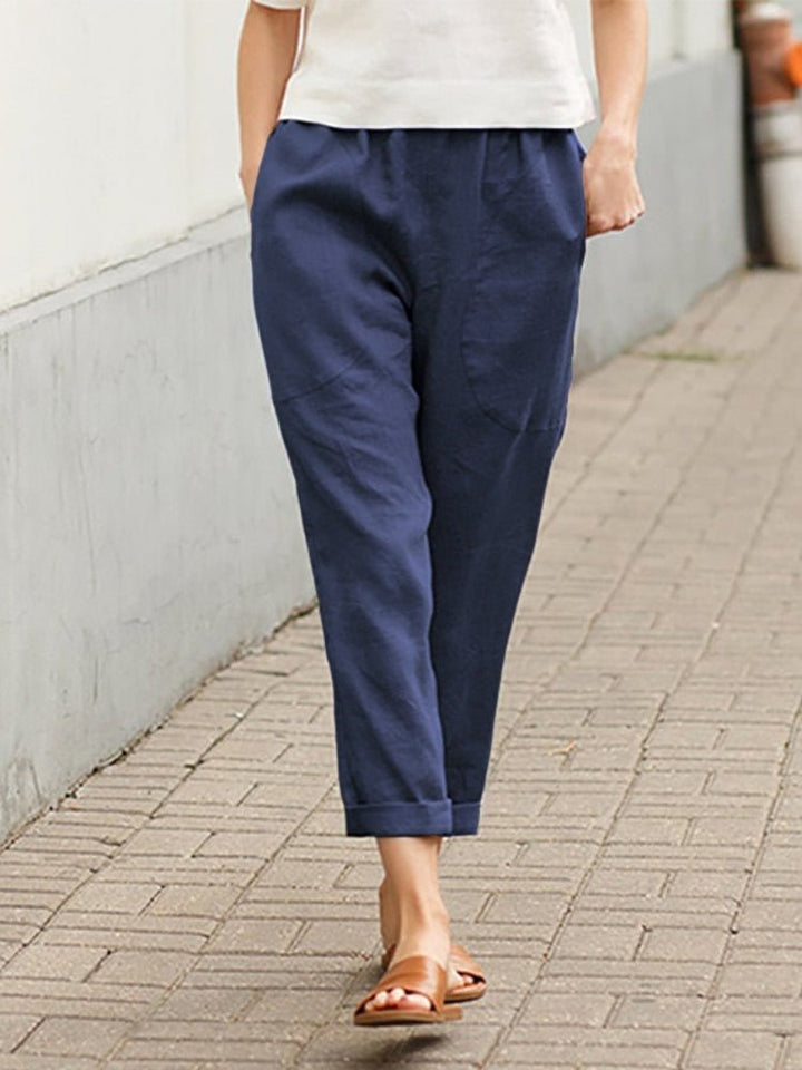 Comfortable women's fashion trousers, relaxed fit and pull-on for easy, chic style.