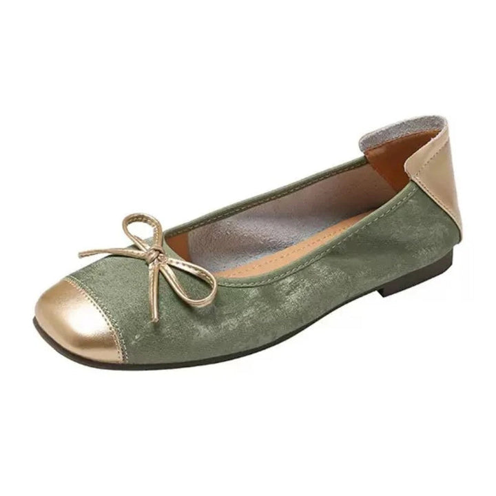 Women's chic square toe ballet flats with elegant bow detail, perfect for versatile everyday wear.
