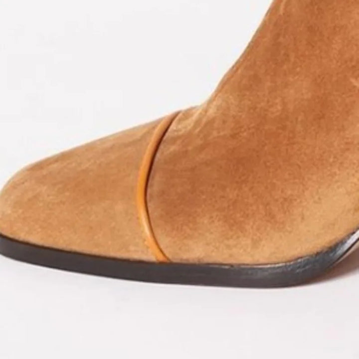Chic women's square toe heeled boots with a sturdy block heel and modern design.