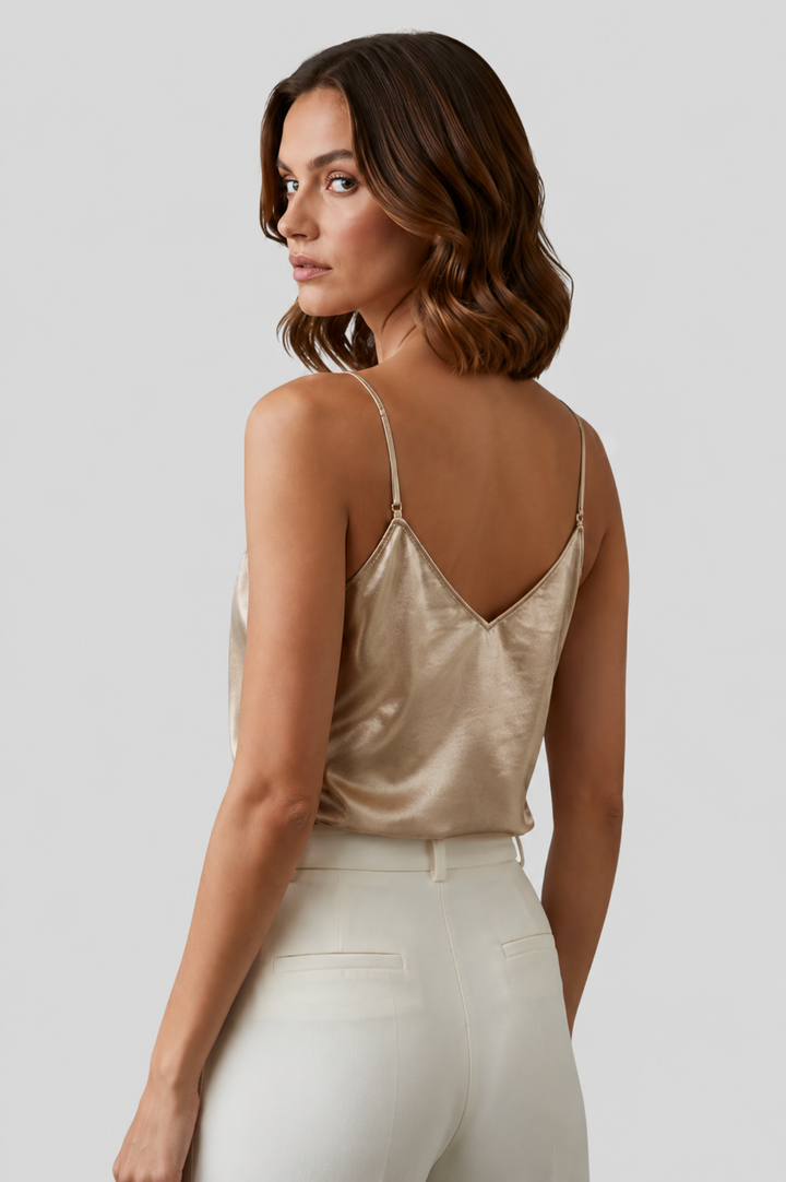 Stylish women's sleeveless V-neck cami top. Lightweight, perfect for summer casual wear.