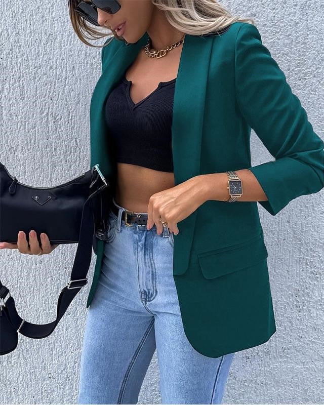 Professional black women's office blazer. Elevate your business casual and formal work attire.