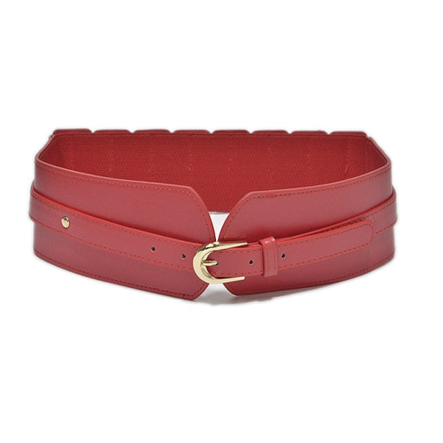Chic women's wide waist belt, an essential fashion accessory made of durable PU leather.
